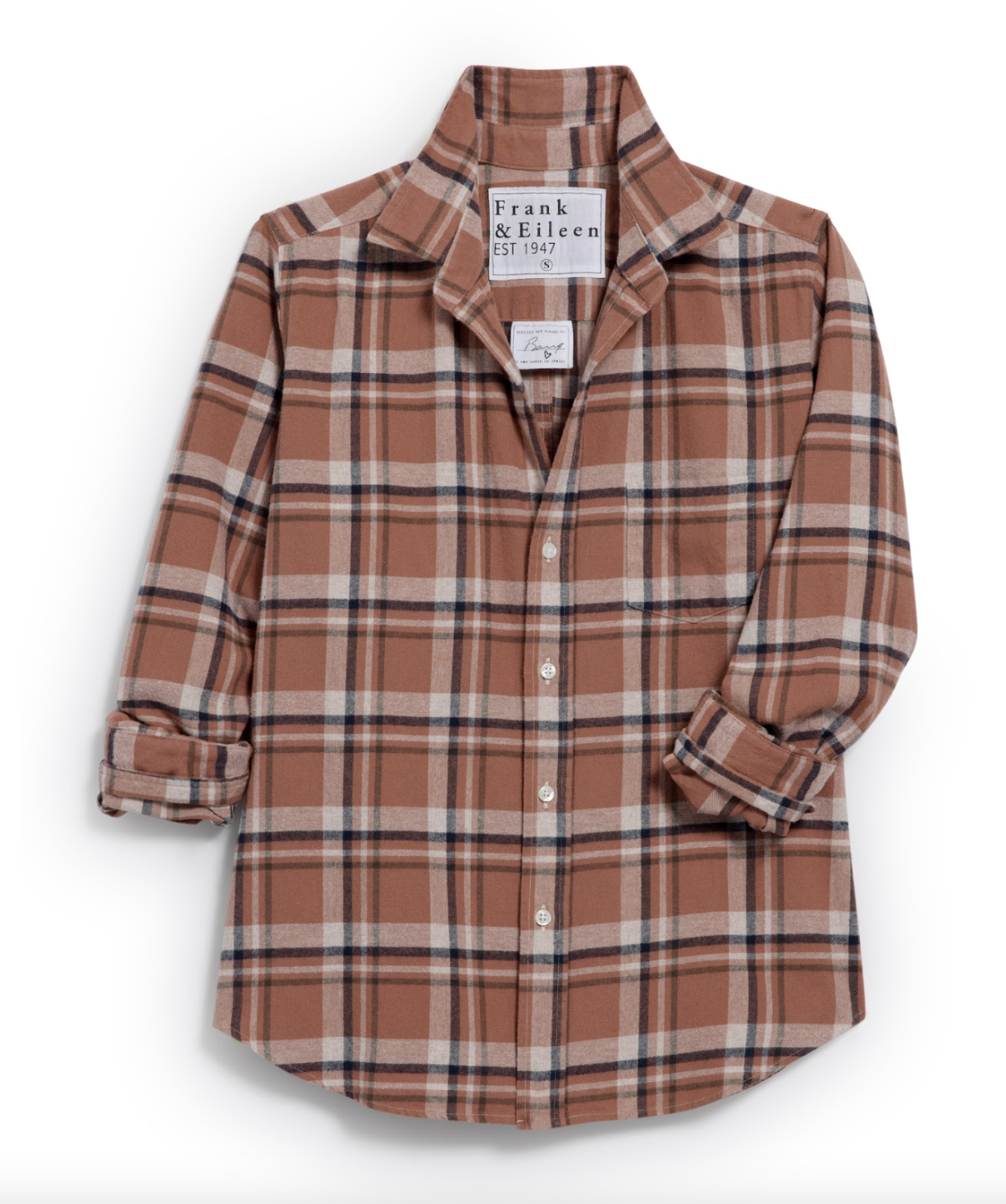 Frank & Eileen Women's Tailored Button Up Shirt, Barry, Italian Flannel, Size XL, Brown Frank & Eileen Women's Tailored Button Up Shirt, Barry, Italian Flannel, Size XL, Brown