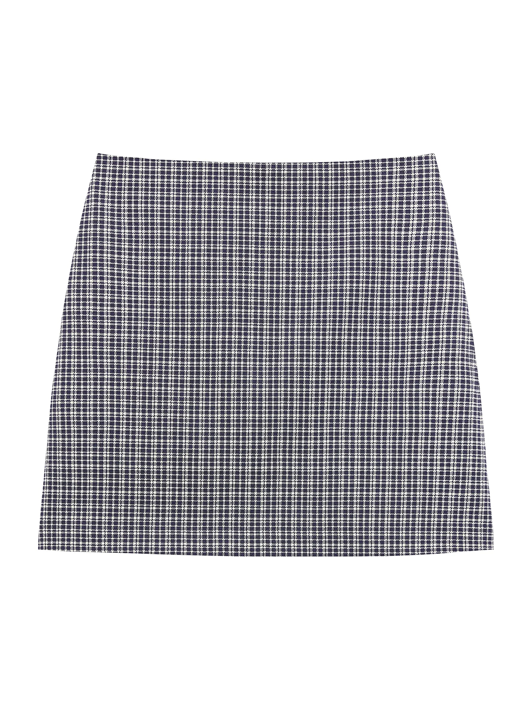 Plaid Knit A-Line Mini Skirt Almond Multi
