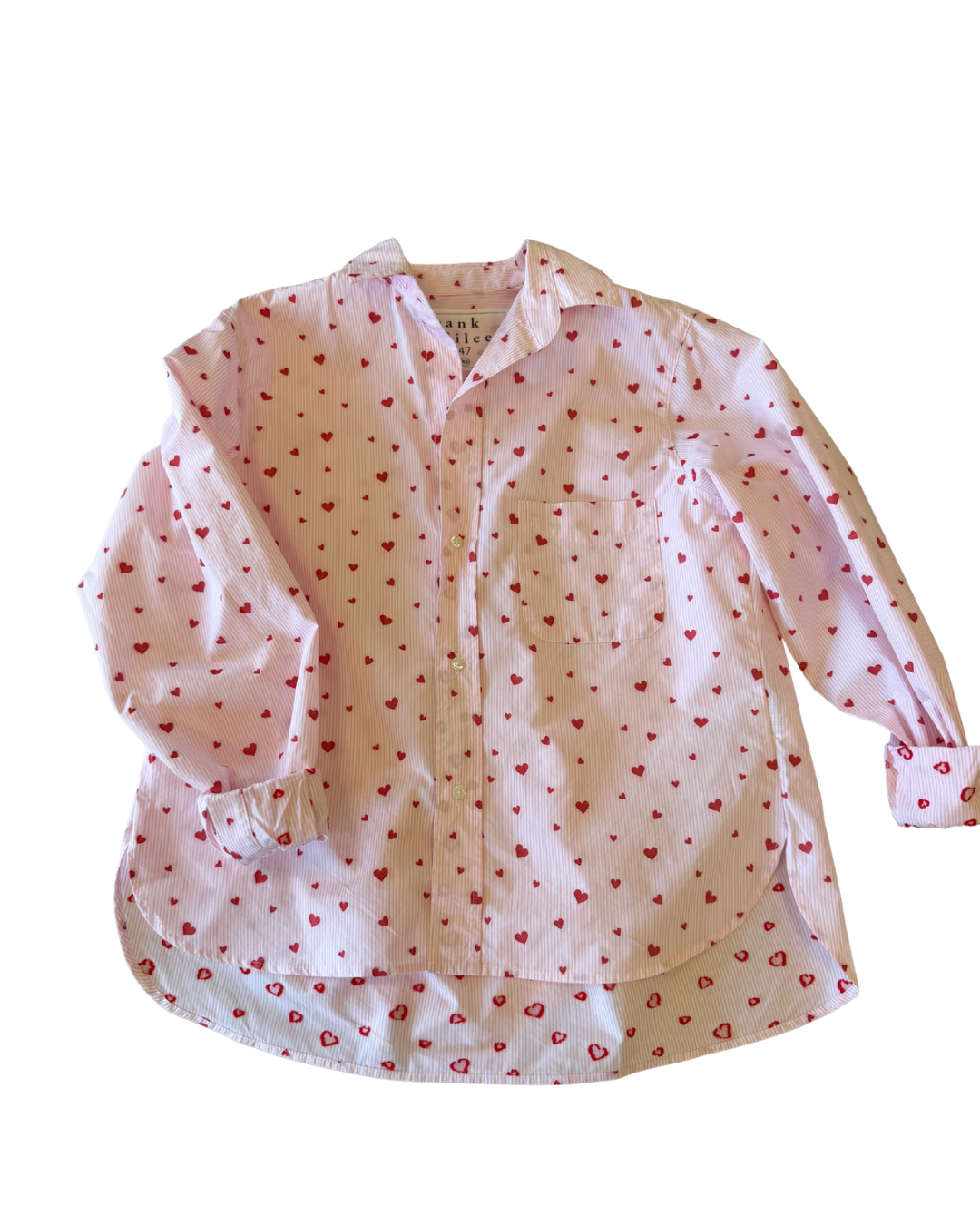 Silvio Untuckable Button-Up Shirt PSTH Pink Stripe Hearts