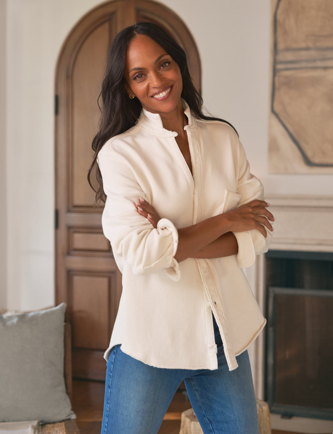 Eileen Sweatshirt Button-Up Vintage White