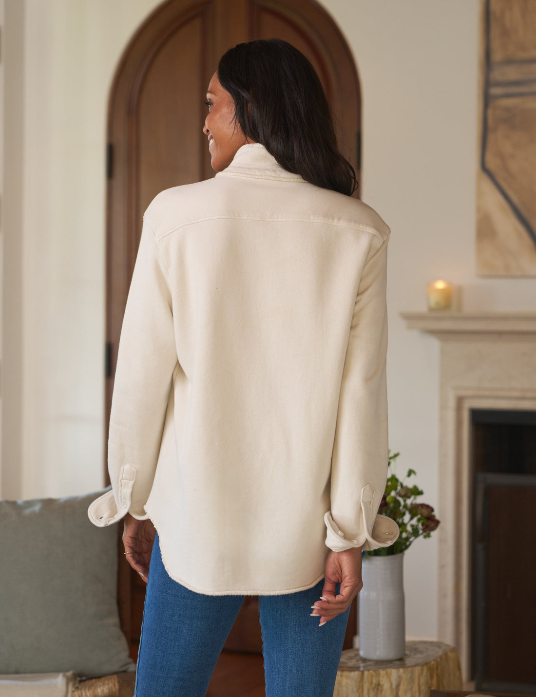 Eileen Sweatshirt Button-Up Vintage White