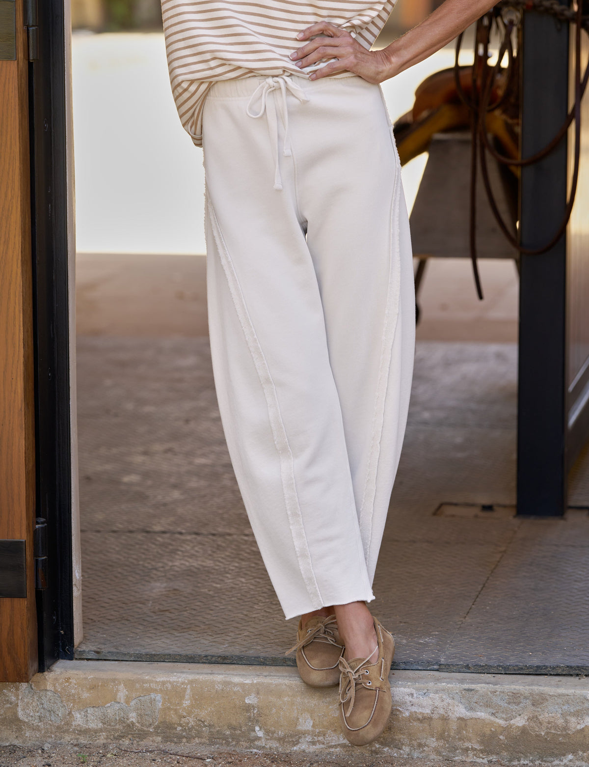Bibi Barrel Leg Sweatpant Vintage White