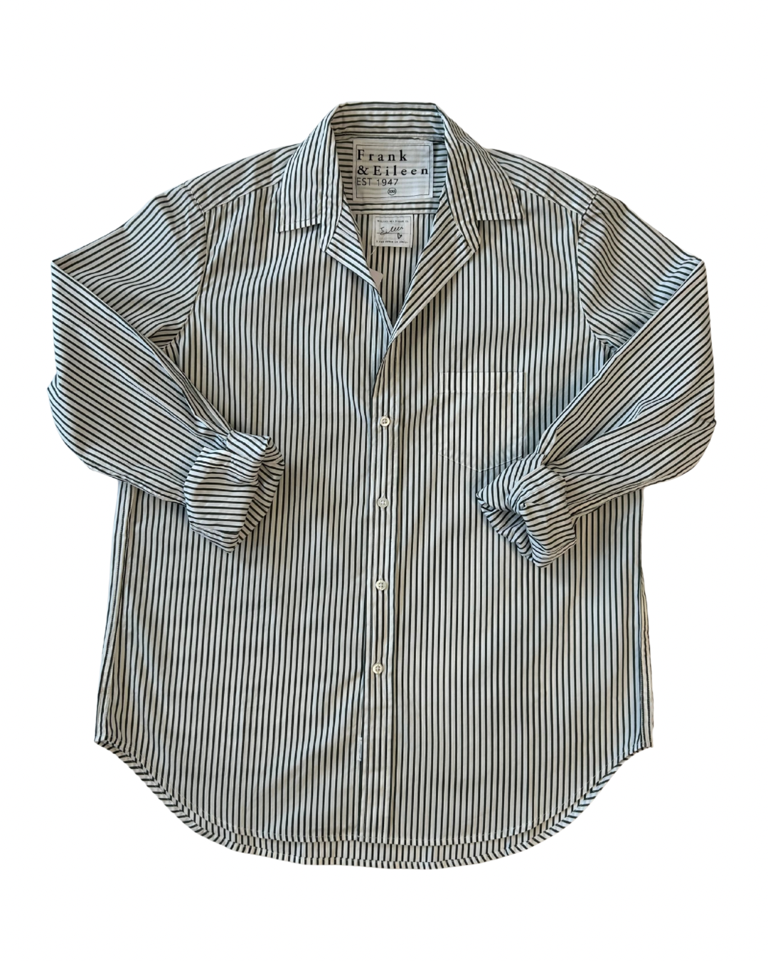 Eileen Relaxed Button-Up Shirt Army Green Stripe
