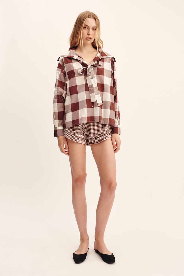 Callie Shirt Mocha Gingham