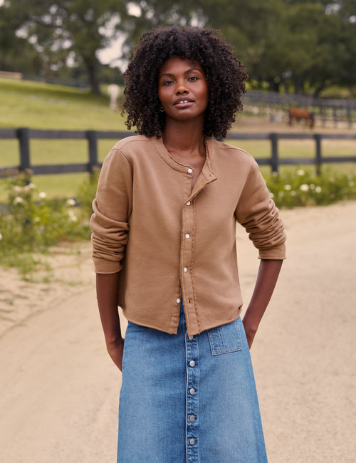 Jackie Sweatshirt Cardigan Chai
