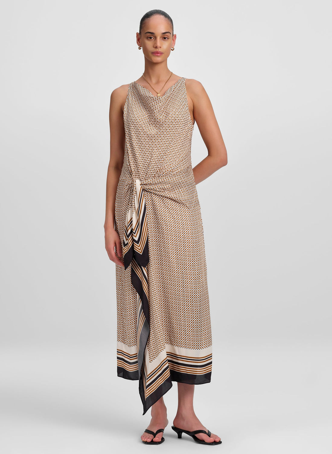 Aliana Dress Black/Caramel Dotted