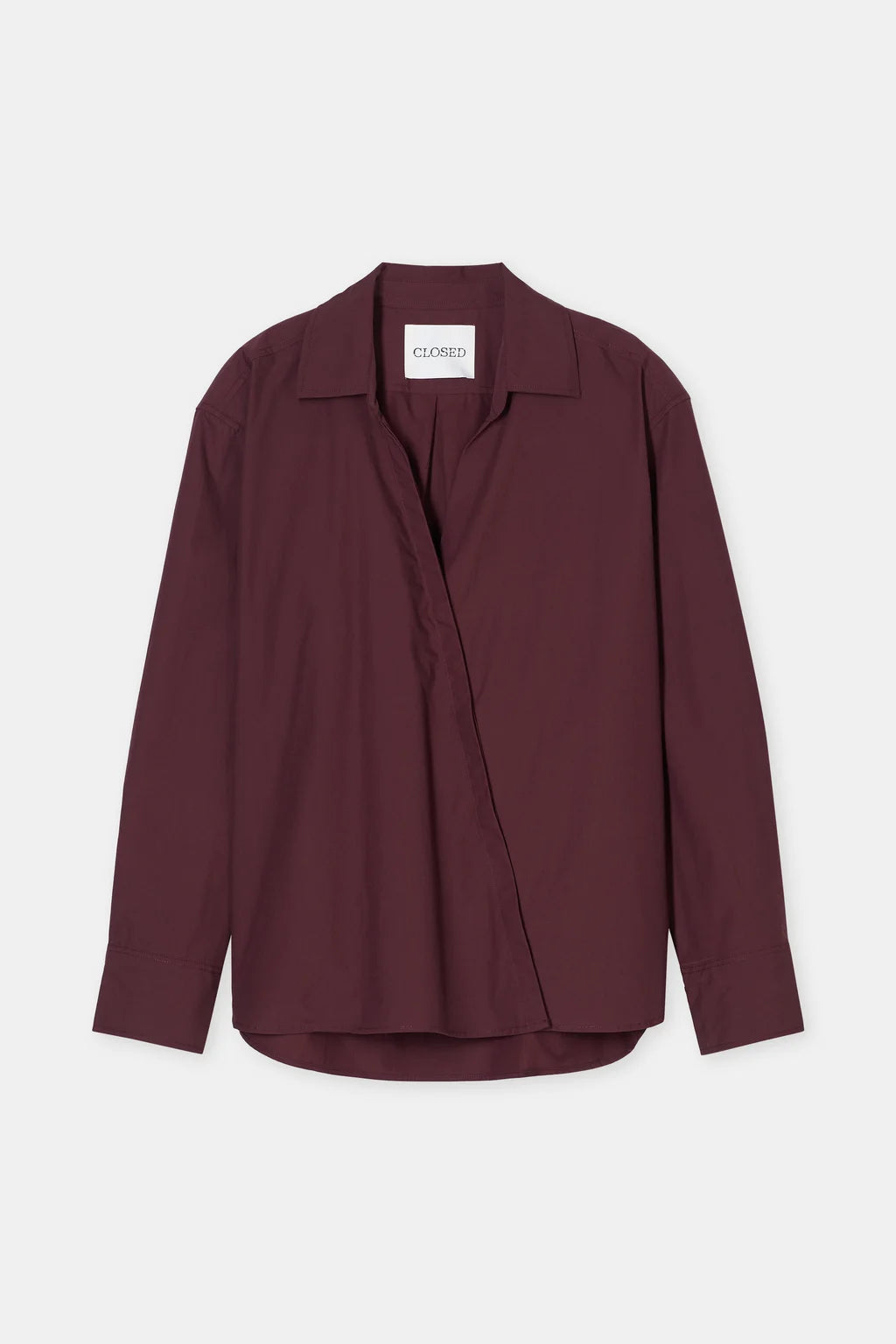 Asymmetric Shirt Dark Raisin Red