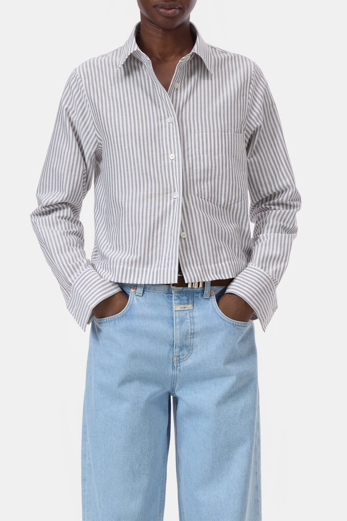 Cropped Classic Shirt Cinder Brown