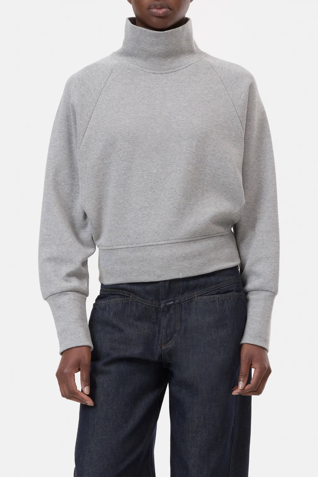 High Neck Sweatshirt Light Grey Melange