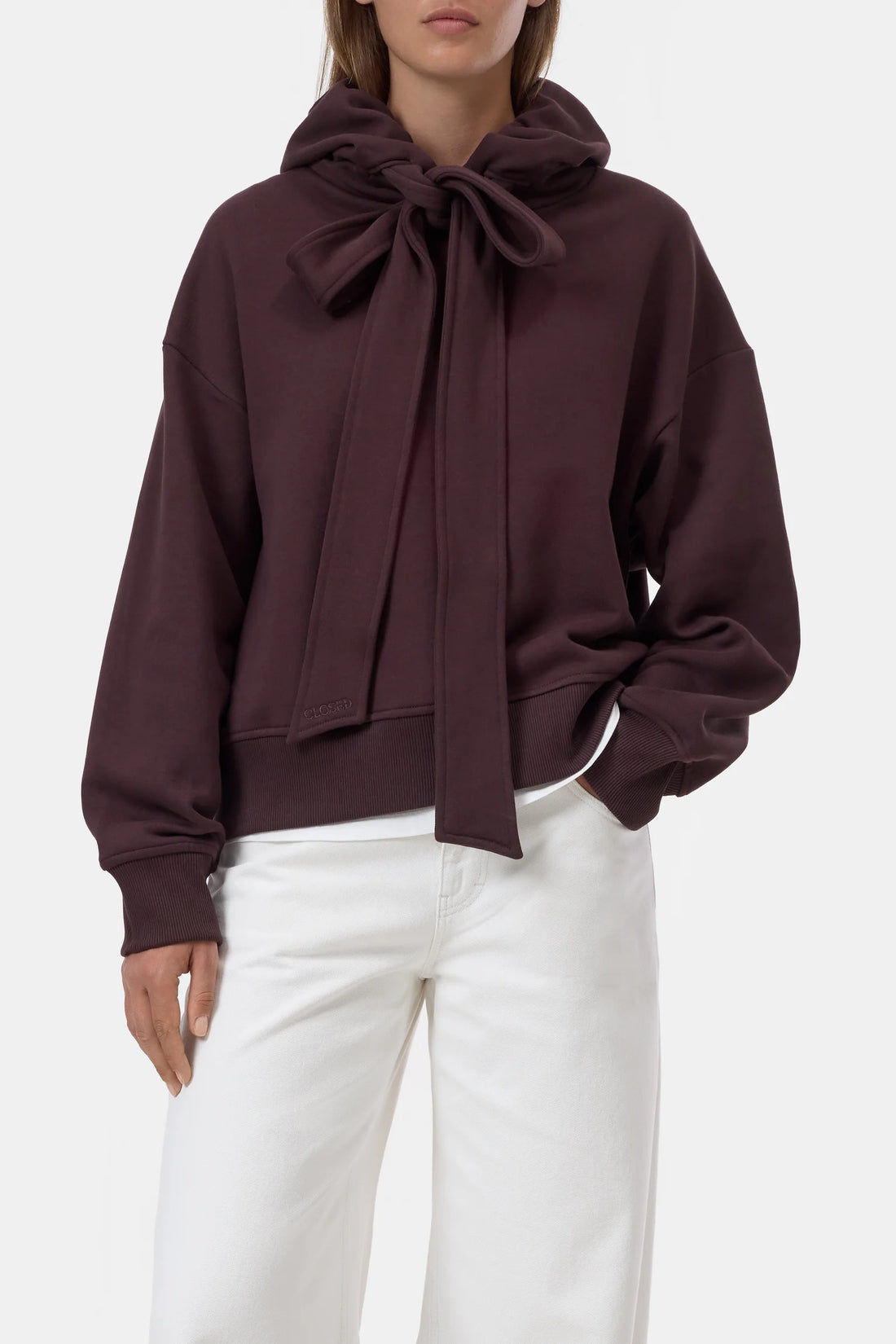 Bow Tie Hoodie Cinder Brown
