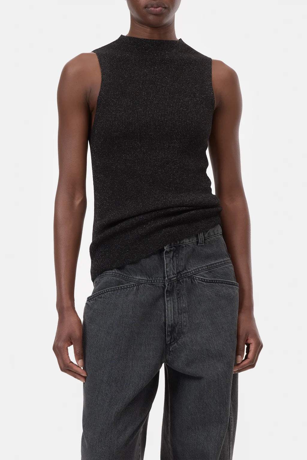 Sleeveless Top Lurex Black