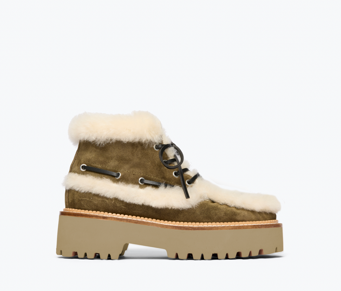 Dakota Shearling Boot Moss Suede