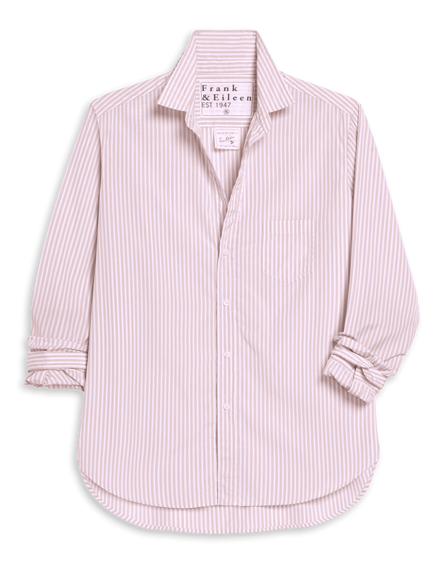 Eileen Relaxed Button-Up Shirt Pink White Multi Stripe