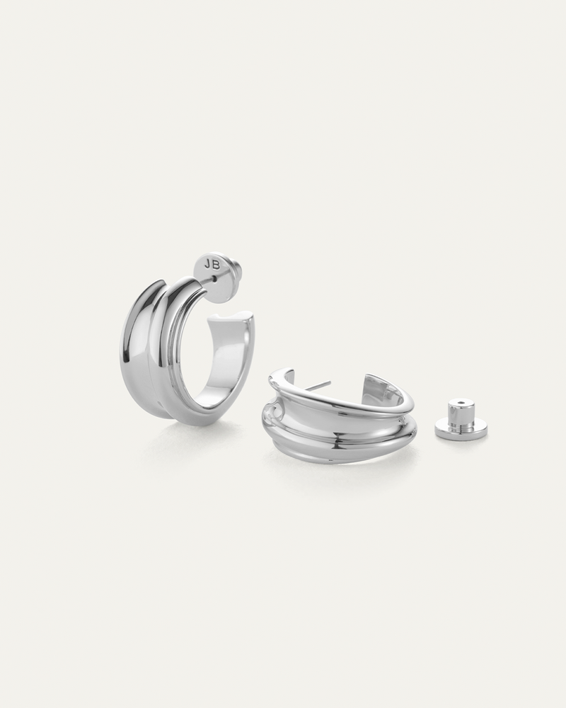 Lennon Hoops High Polish Silver