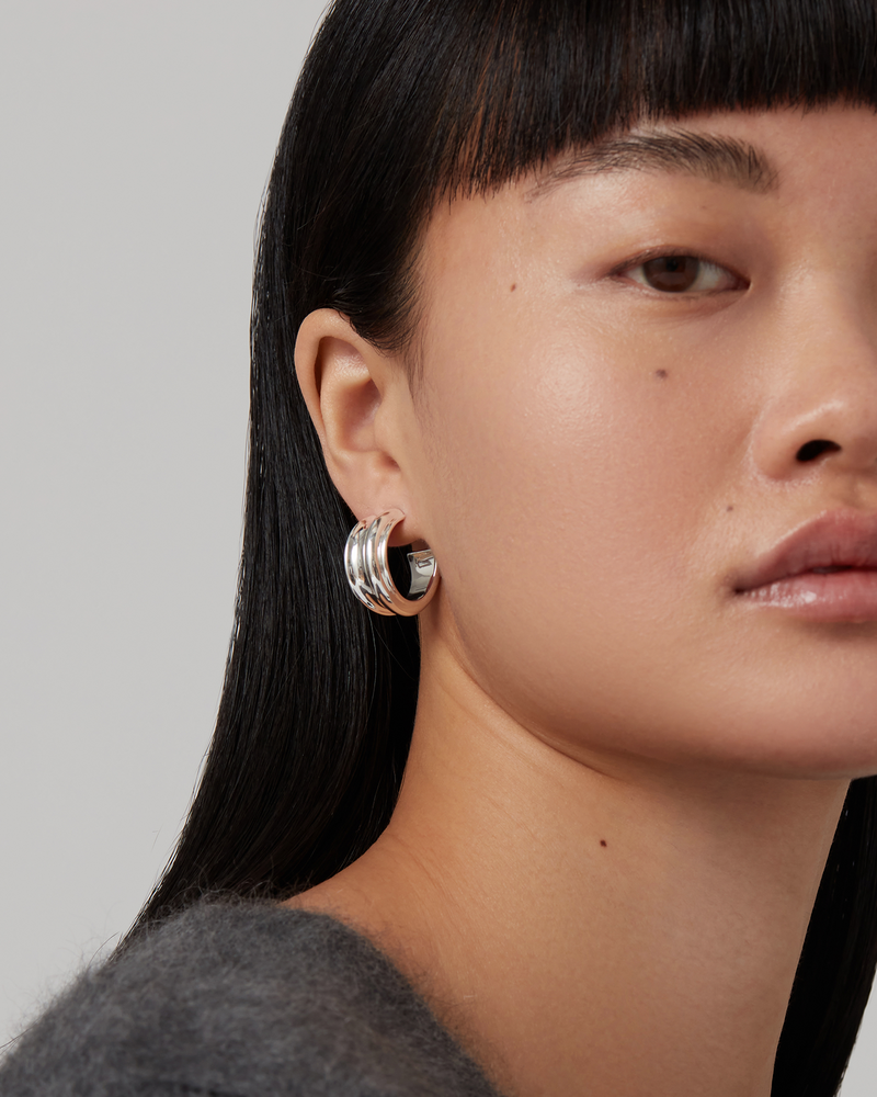 Lennon Hoops High Polish Silver