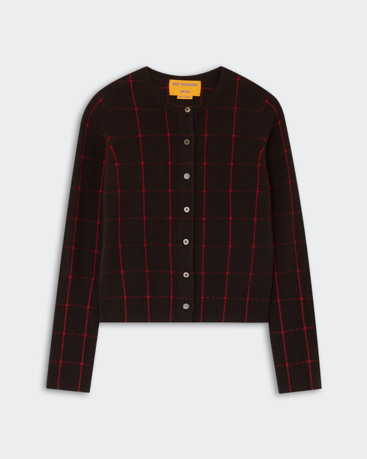 Jane Checker Cardigan Burnt Cocoa/Carmine