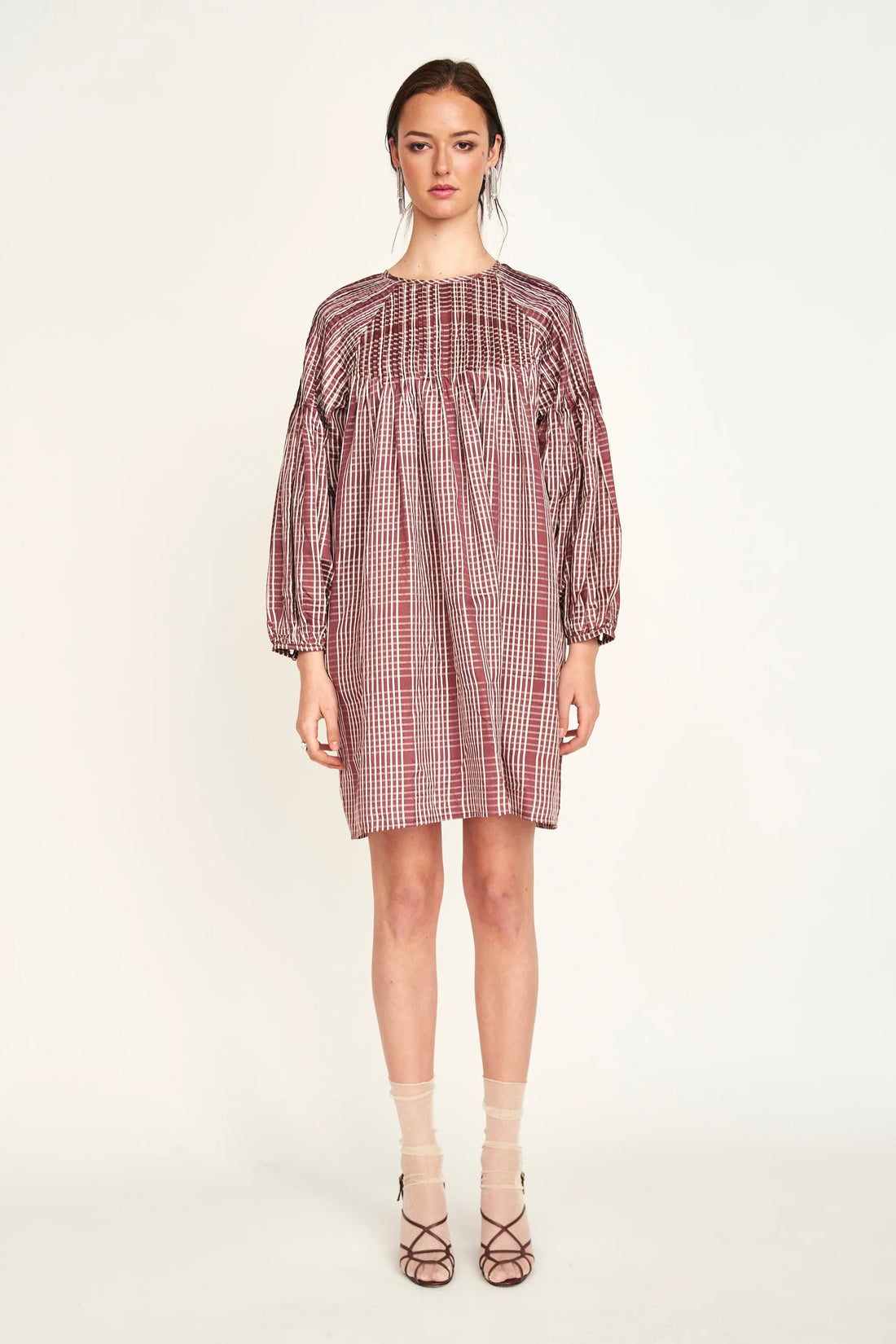 Kerala Dress in Merlot Plaid
