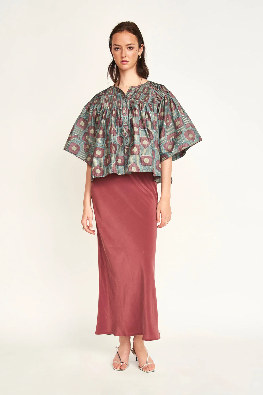 Kerala Blouse in Mallard Coeur