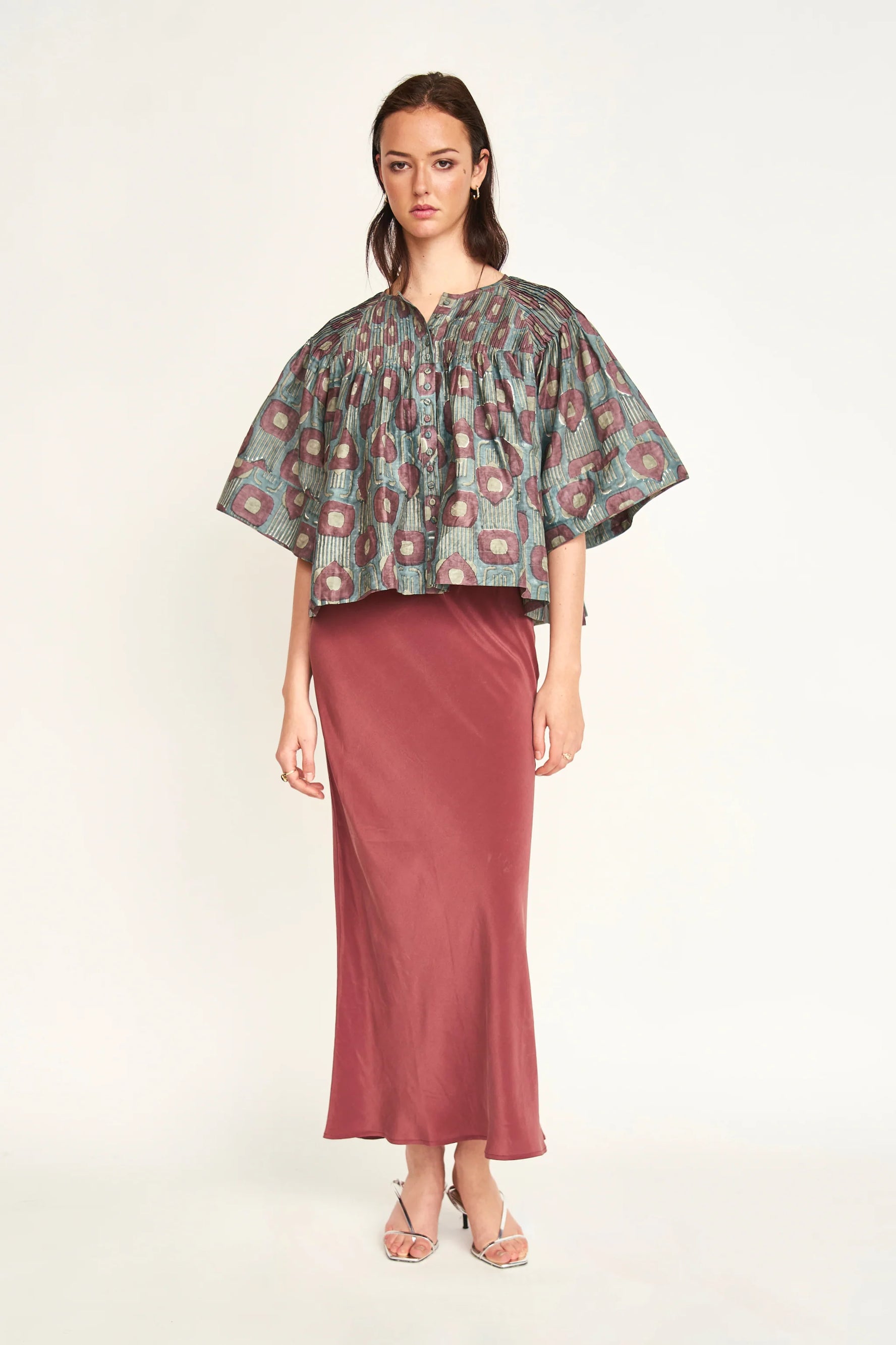 Kerala Blouse in Mallard Coeur