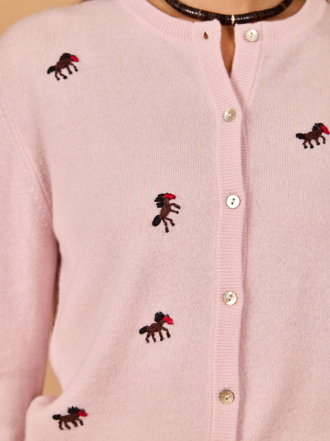Motif Cashmere Cardigan Pale Pink