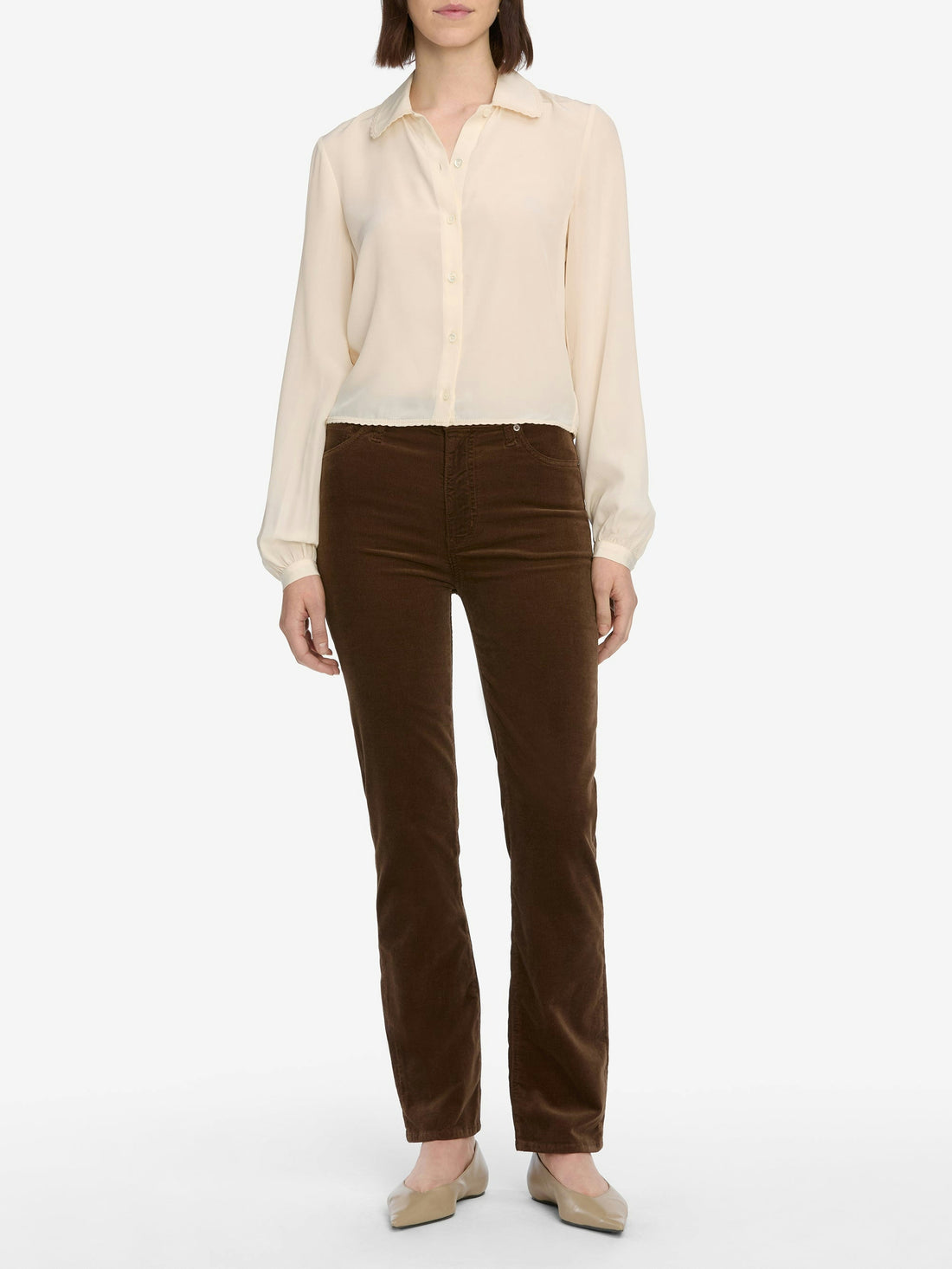 Le Sleek Straight Corduroy Bitter Chocolate