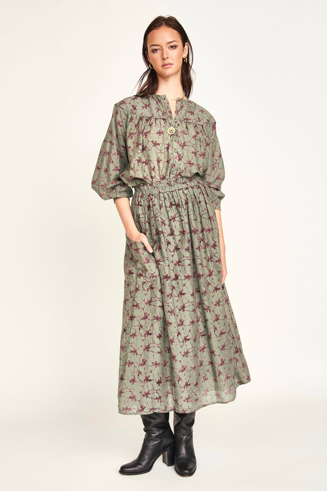 Verona Skirt in Shadow Kudzo