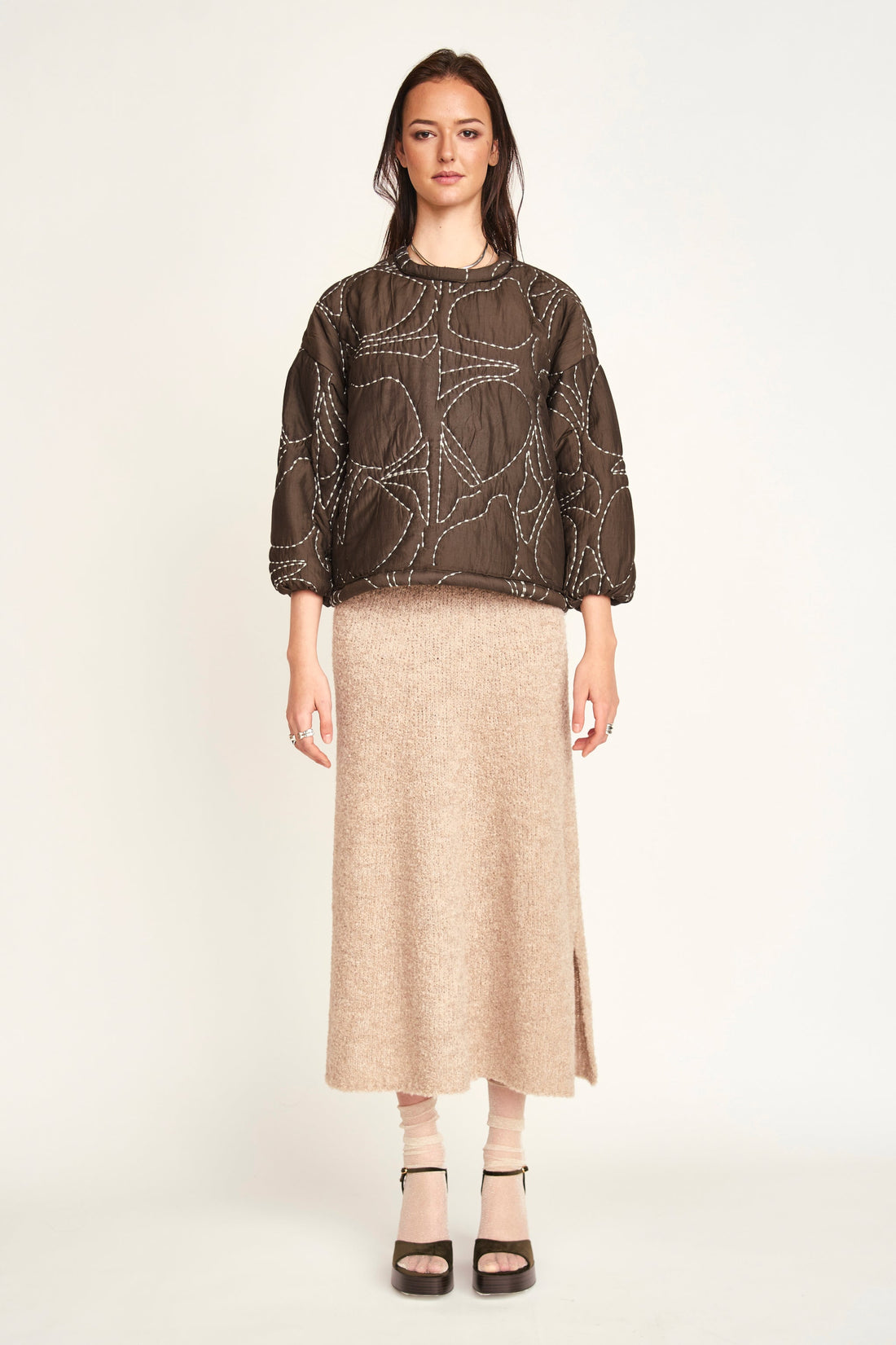 Yukon Quilted Sweatshirt in Walnut Jurassic Kantha