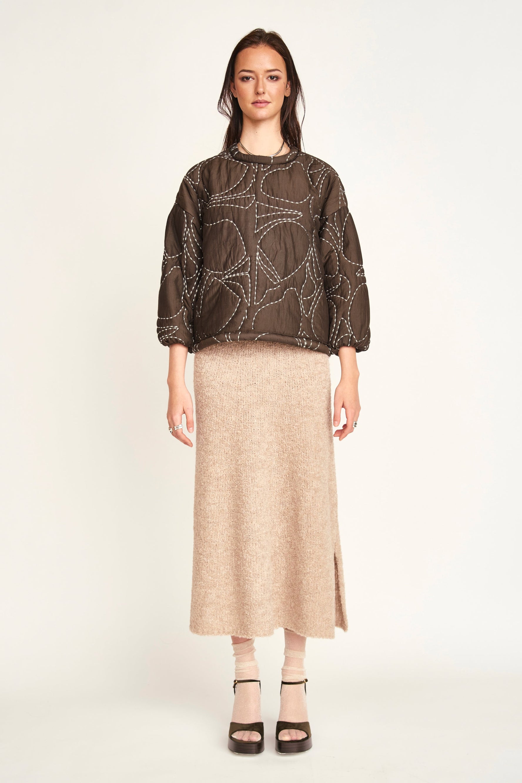 Yukon Quilted Sweatshirt in Walnut Jurassic Kantha