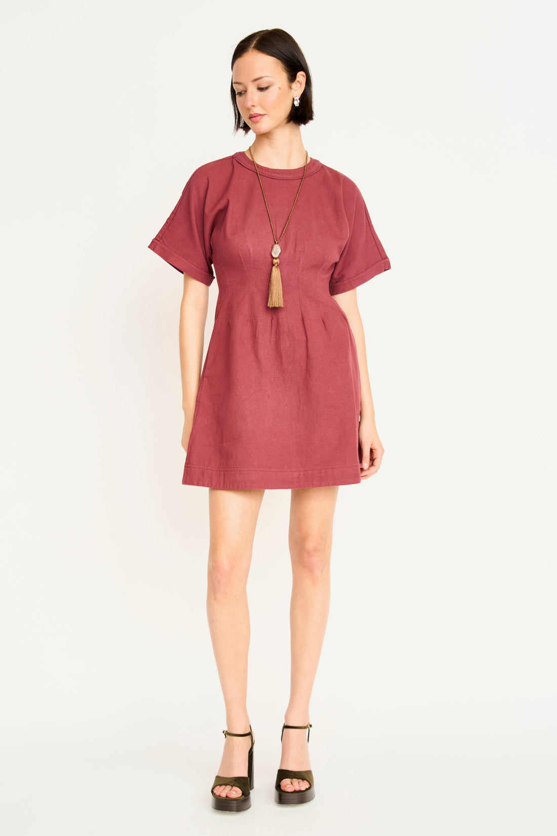 Wailea Canvas Short Dress in Dark Cerise