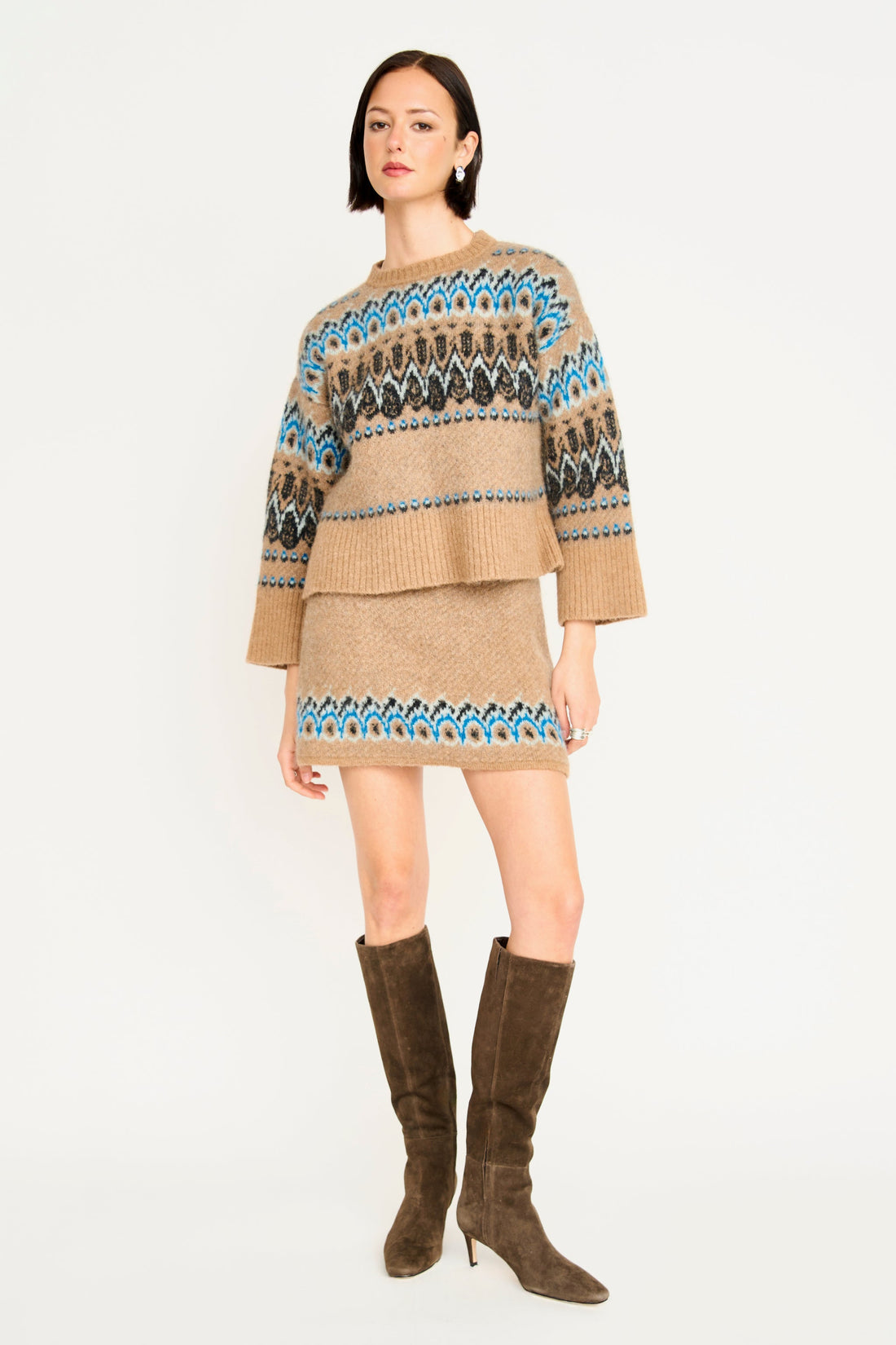 Arosa Brushed Fairisle Knit Mini Skirt In Glacial