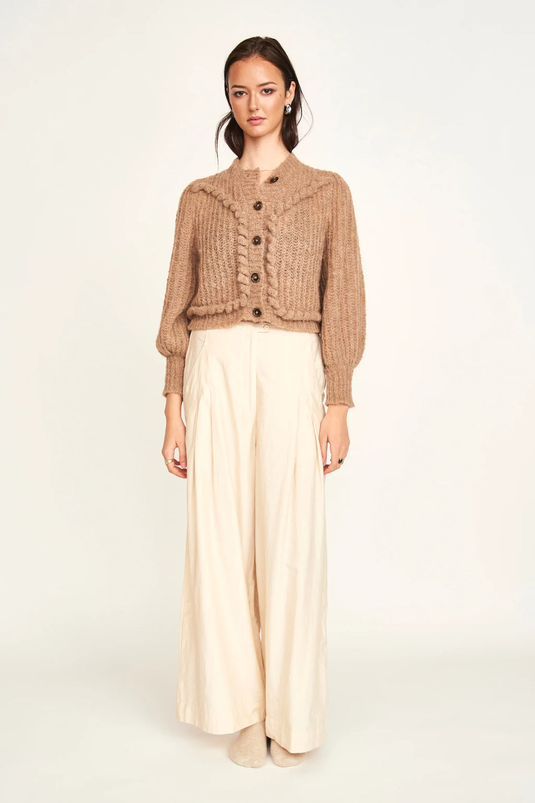 Moritz Embroidered Cardigan in Brownie