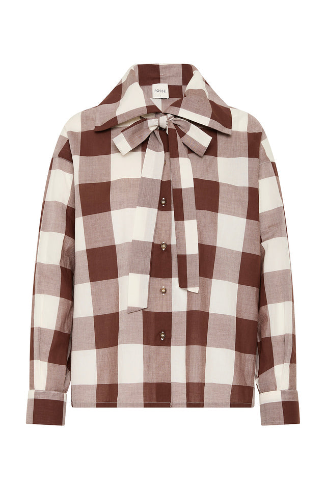 Callie Shirt Mocha Gingham