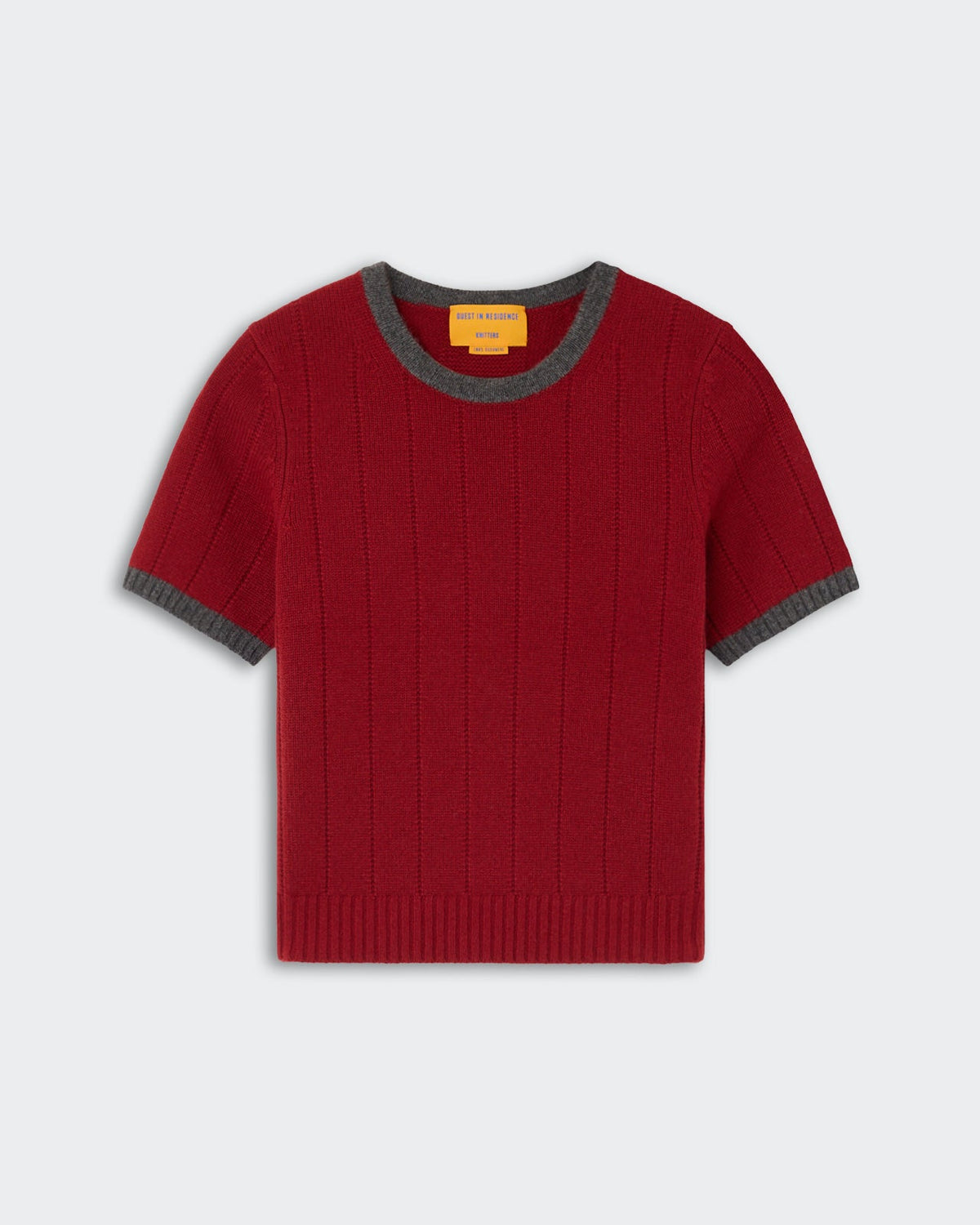 Rib Ringer Tee Carmine/Charcoal