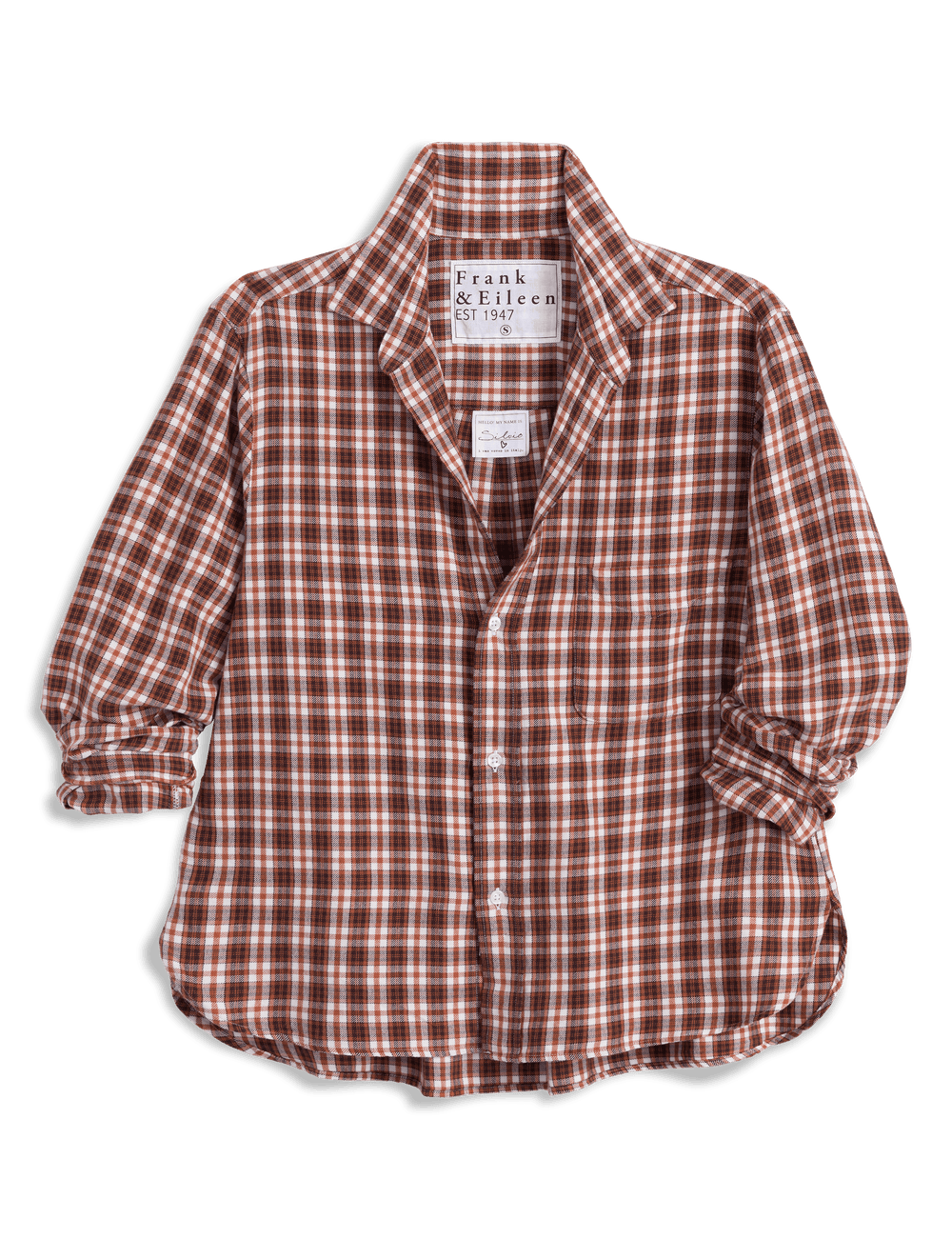 Silvio Untuckable Button-Up Shirt Pumpkin White Small Plaid