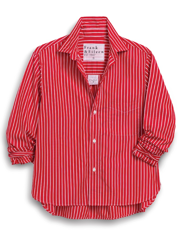 Silvio Untuckable Button-Up Shirt Red Stripe