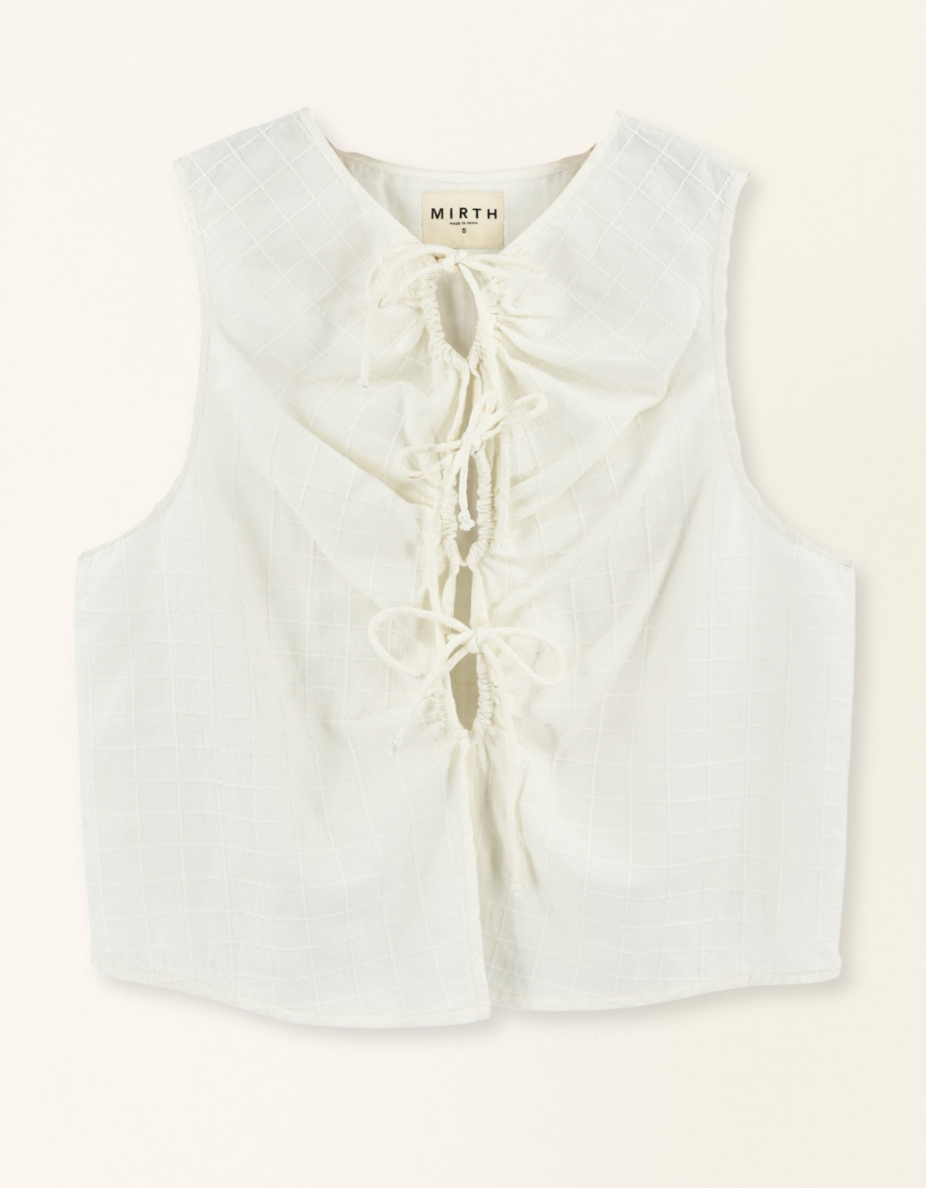 Cerritos Top in White Box Stitch