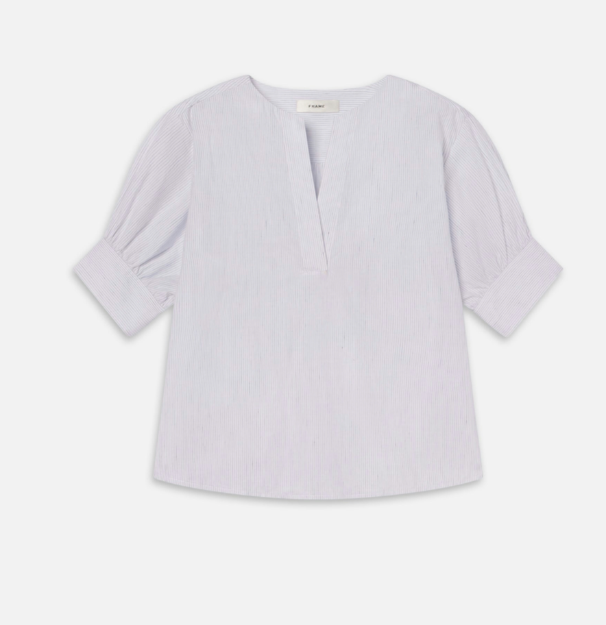 The V-Neck Popover Steel Blue Multi