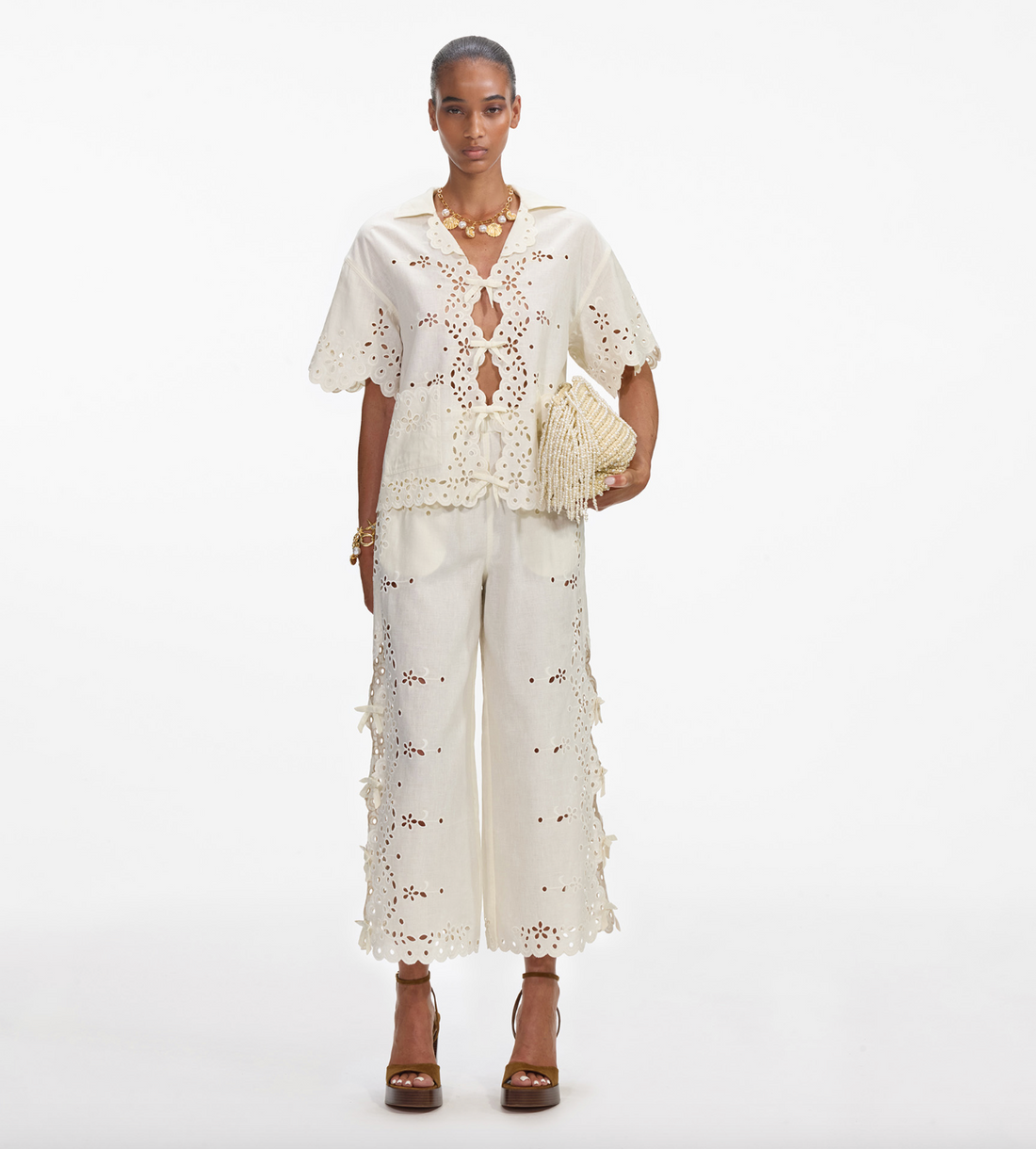 Cream Linen Embroidered Shirt