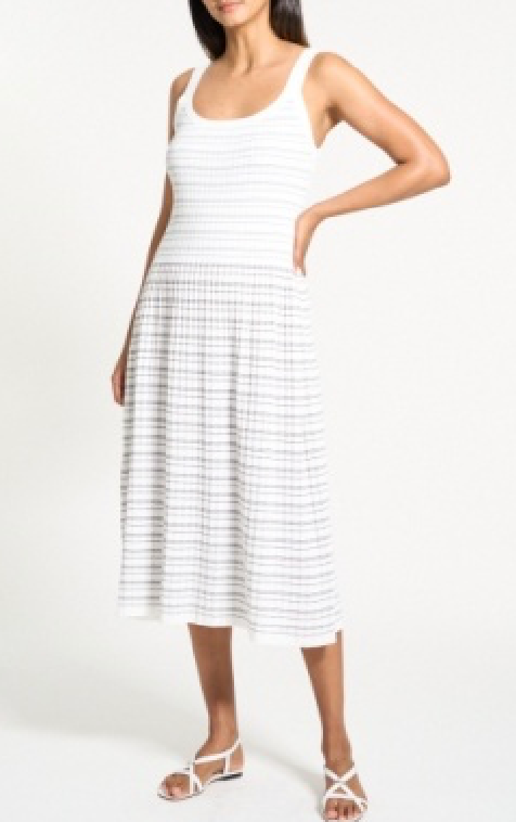 Knit Midi Dress Contrast Black/White