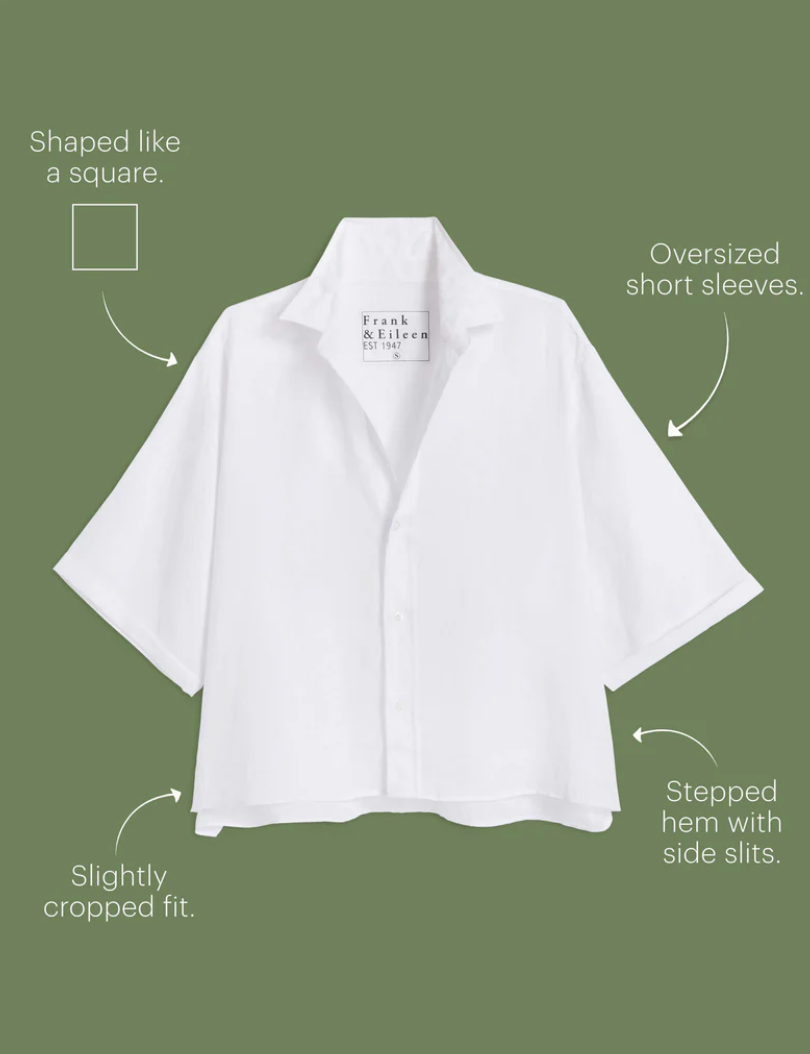 Short Sleeve Button Up White Linen