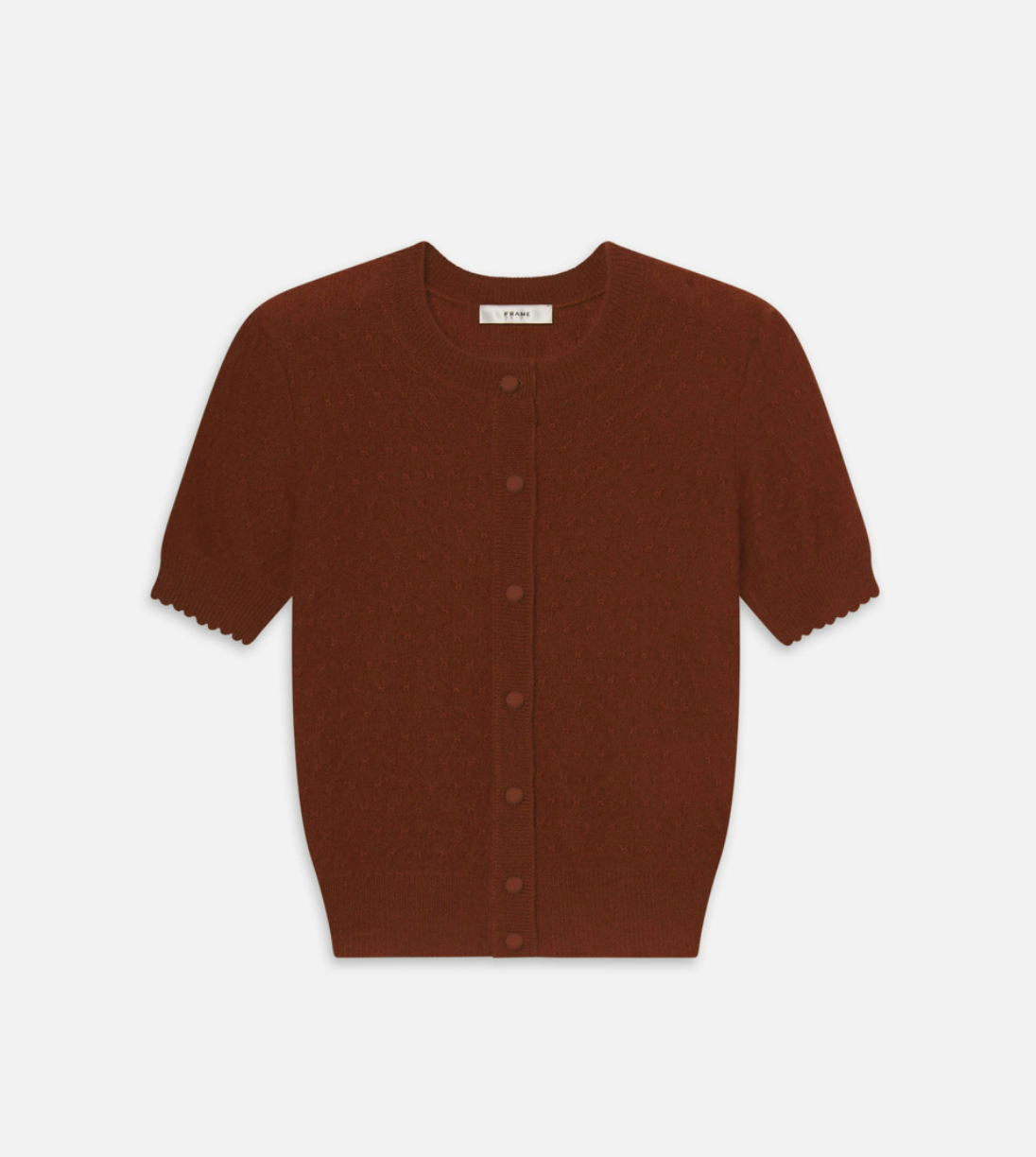 The Cashmere Pointelle Cardi Chestnut