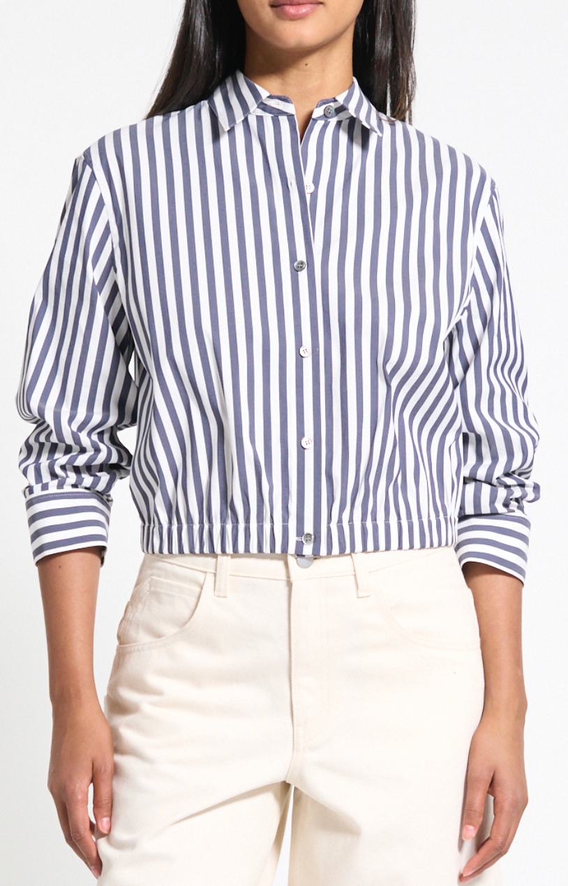 Cropped Shirt Blue Stripe