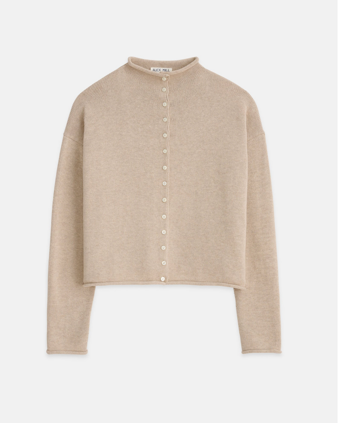 Taylor Rollneck Cardigan in Cotton Cashmere Vellum