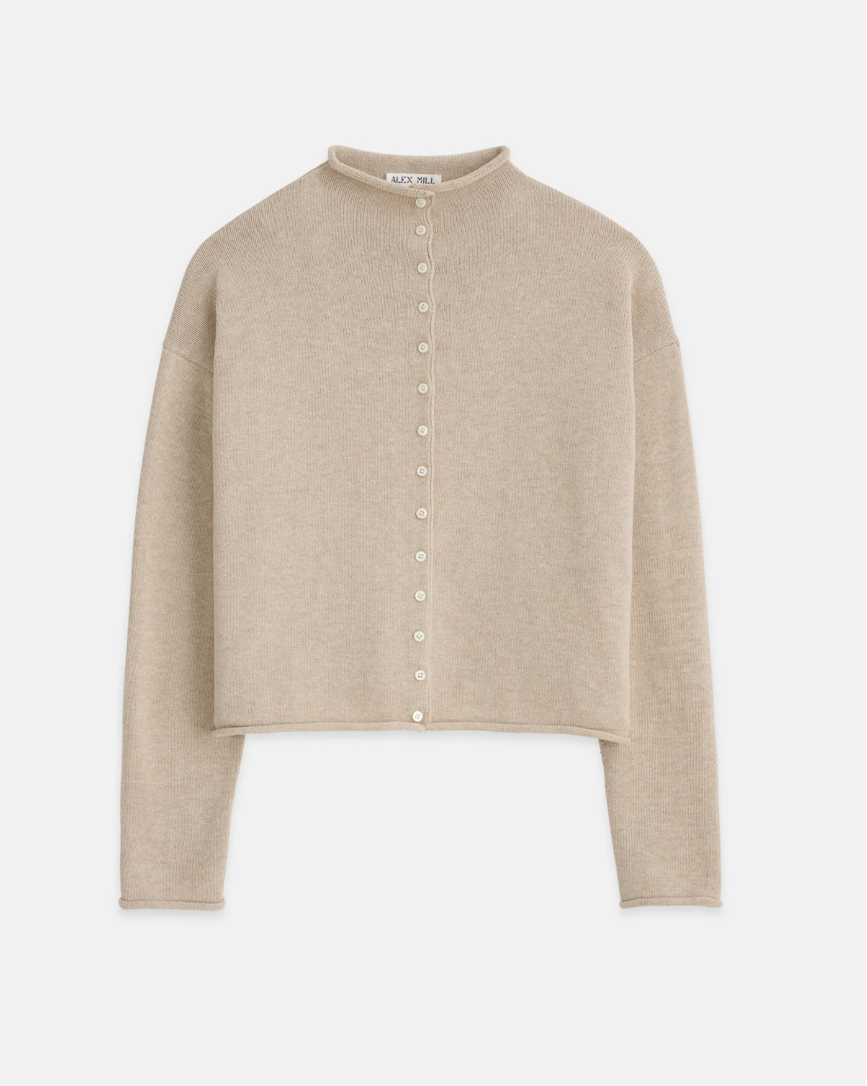 Taylor Rollneck Cardigan in Cotton Cashmere Vellum