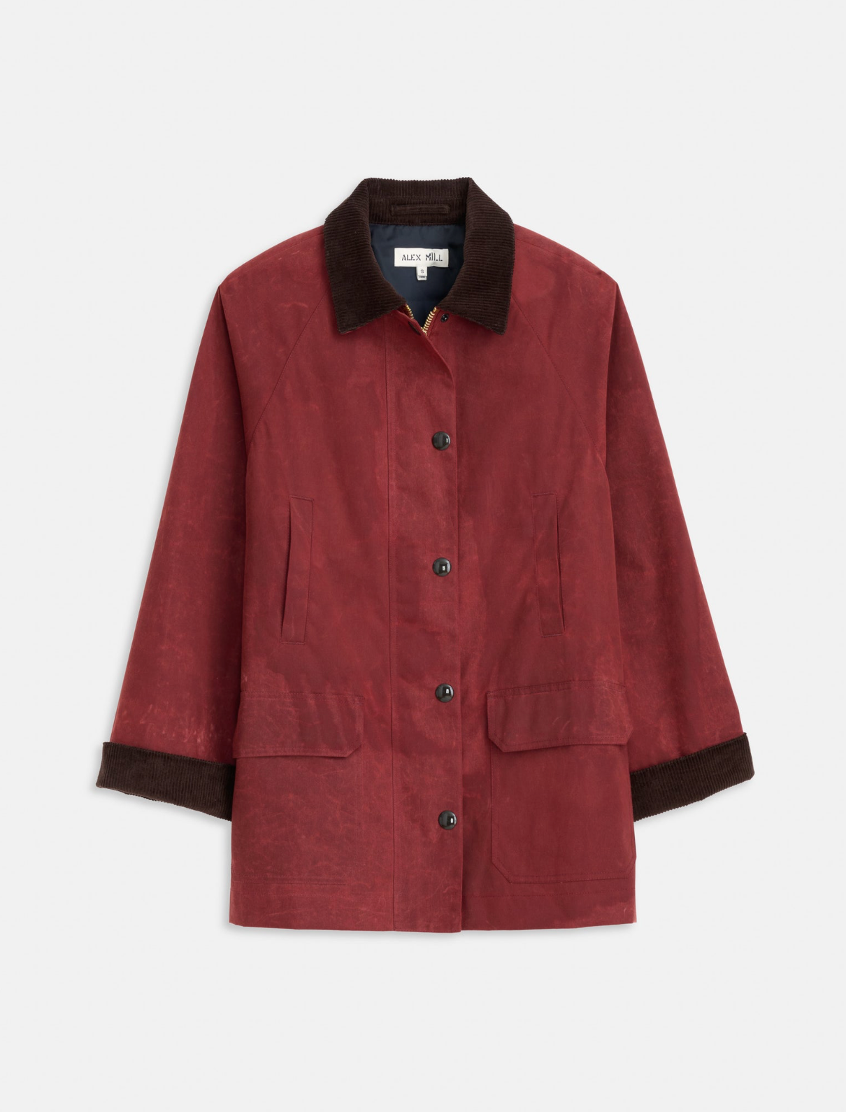 Chiltern Street Jacket In Waxed Cotton Brick Red