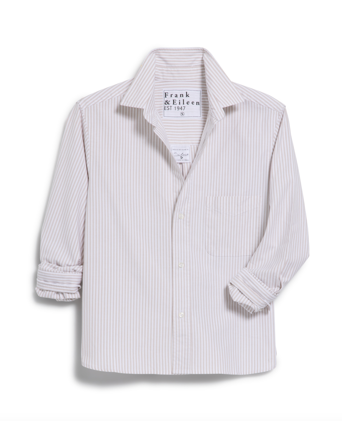 Silvio Untuckable Button Up Shirt Tan Stripe