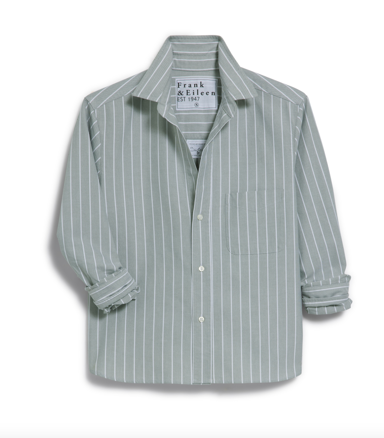 Silvio Untuckable Button-Up Shirt Army Green Stripe Oxford