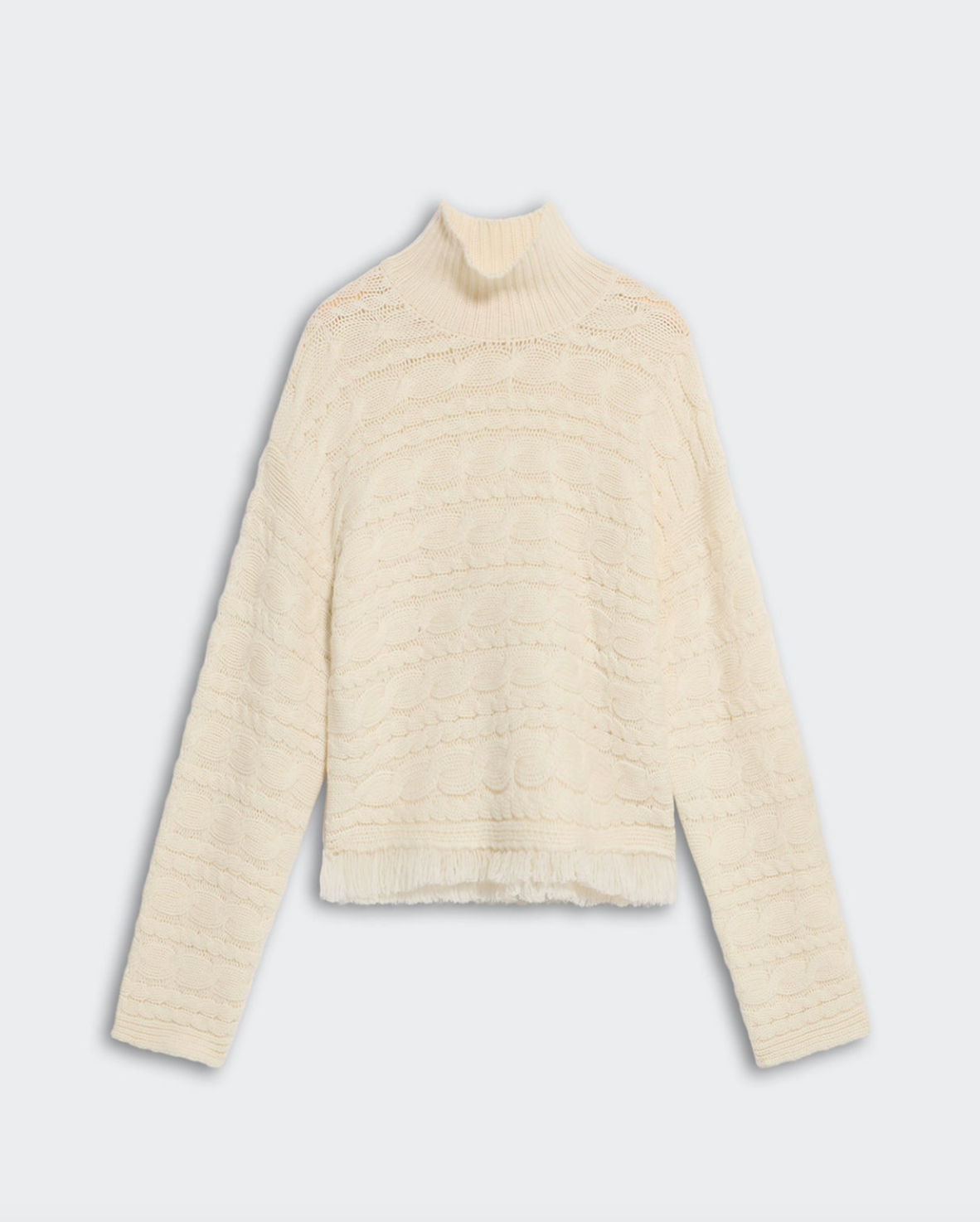 Cropped Cable Turtleneck Cream