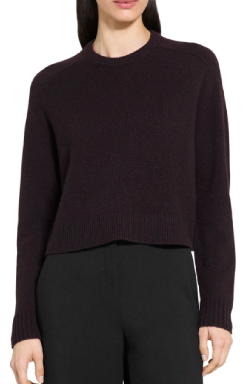 Cashmere Cropped Crewneck Sweater Virdian