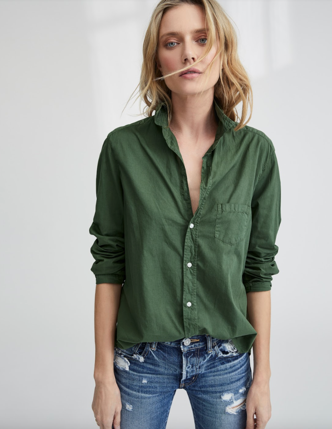Eileen Relaxed Button-Up Shirt Army Green